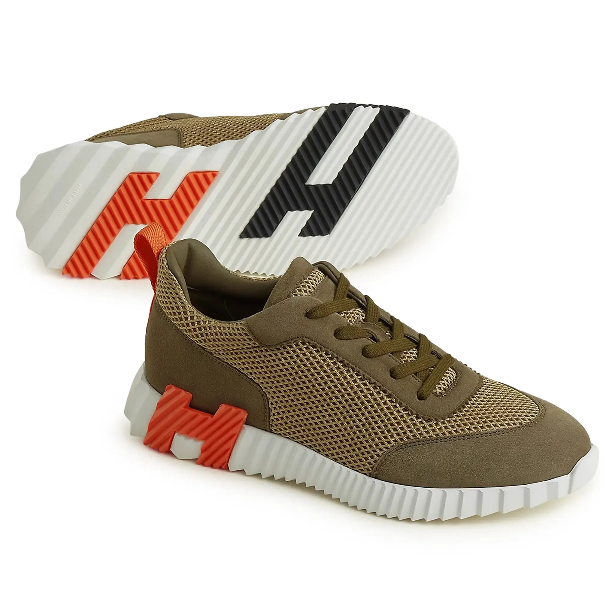 Sole view of Hermes Paris Bouncing Sneaker Green H232856ZH1R400